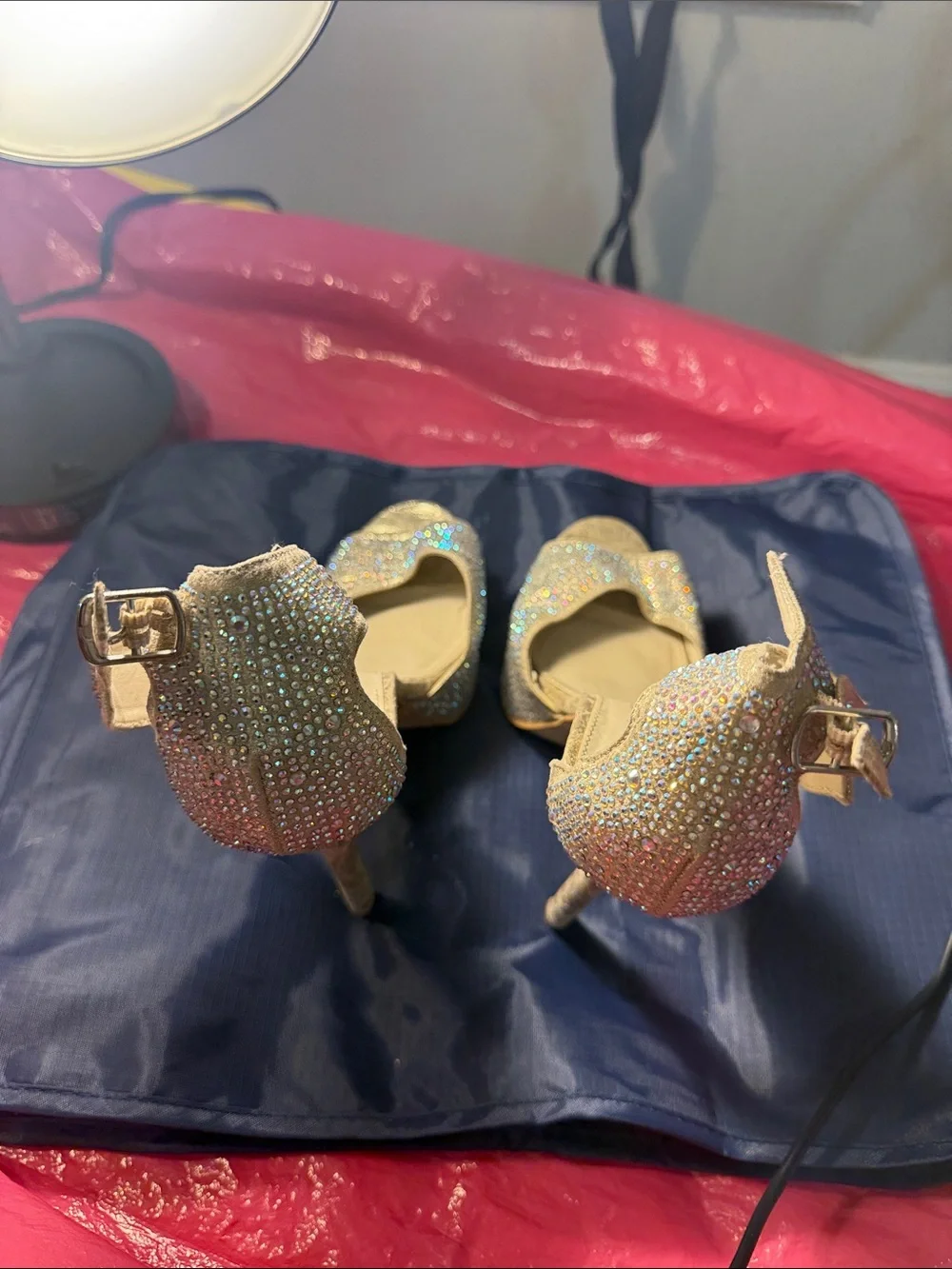 Steve Madden Gold Rhinestone Ankle Strap Heels